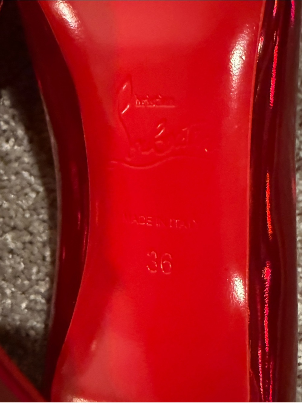 Christian Louboutin Red Patent Pointed-Toe Stiletto Pumps - Picture 7 of 8